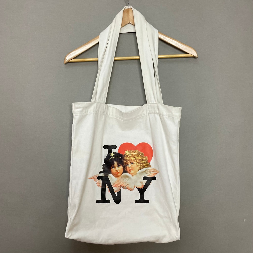 Fiorucci Angels Tote Bag FLAWS White Cotton Canvas I Heart NY Shopping Women